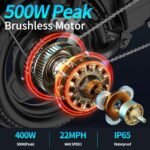 Electric Bike for Adults, 500W Peak Motor, 25MPH 35Miles Rang Folding Commuter E Bike with Full Suspension, 48V 15AH Battery Adult Electric Bicycles for Men Women, 14" Tires, LCD Display - Image 2