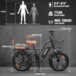 20" Fat Tire Electric Bike for Adults，1000W/1500W Brushless Motor,48V 15AH Removable Battery Ebike 30 Mph Speed,Beach Mountain Commuting Family Electric Bicycles-2 Seater - Image 5