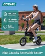 Gotrax Nano 14" Electric Bike, Max Range 25Miles(Pedal-Assist)&Max Speed 15.5Mph, 250W Folding E-Bike with Removable Battery, Adjustable Seat & Dual Mudguards, Commuter Electric Bicycle for Ages 13+ - Image 4