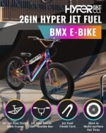 Hyper E-Ride BMX Fat Tire Electric Bike. 250w, 36v Battery, 26 X Inch Fat Tire Ebike with Pedal Assist, Single Speed, Front and Rear Disc Brakes, BMX Frame. Electric Bicycle for Adults. (Jet Fuel) - Image 2