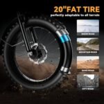 1000W Folding Electric Bike, 48V 20AH Large Removable Battery E Bike, 30+MPH, 80 Miles Max Range, 20" Fat Tire Electric Bike for Adults, Adult Electric Bicycles for Commute Beach Snow - Image 5