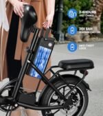 WINDHORSE Electric Bike for Adults, Folding Ebike with 630w Peak Motor, Dual Disc Brake, 35 Miles Range, 25MPH, Suspension, Removable Battery, Electric Bicycle for Commuter - Image 4