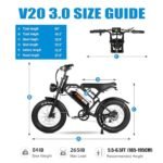 V20 3.0 Electric Bike Powerful 1000W Motor, 20'' Fat Tire Ebikes, 48V 15.6AH Battery, 28MPH Speed, Double Suspension & Disc Brakes - Image 3