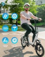 Hoverfly 16" Electric Bike, Max Range 25Miles(Pedal-assist)&Max Speed 15.5Mph, 350W Folding E-Bike with Removable Battery, Front Suspension &Adjustable Seat, Commuter Electric Bicycle for Adults White - Image 3