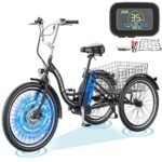 ABORON 24" 26" Electric Tricycles, 36V 10Ah 350W Lithium Battery UL Certified, 7 Speed E-Trike for Adults with Large Capacity Rear Basket