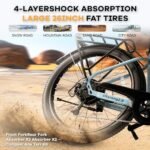 Peak 1000W Electric Commuter Bike,CITYRANG 2.0 48V 720Wh15AH Max 65 Miles 26In Large Tires Electric Bicycles for Adults Women Men,Pedal Assist,Built-in Battery,7-Speed, Max 25MPH Cruise Control Ebikes - Image 5