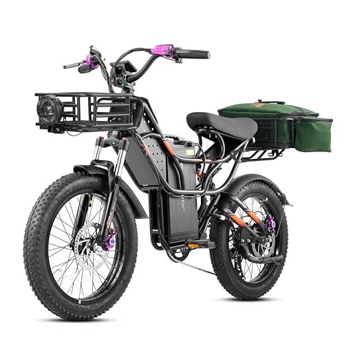 Version 1.0.0 HEDONIC Cupid 1000W Electric Bike, 48V 30Ah Long Range Electric Bike Up to 110Miles 30MPH Full Suspension Ebikes with 20 * 3" Puncture Proof Tires, Hydraulic Brake, 7-Speed, Commuter Cargo EBike - Image 1