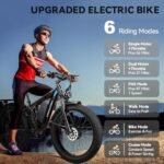 Electric Bike for Adults, Dual Motor 3000W（Peak） 52V23AH Electric Bicycle with 26"X4"Fat Tire, Up to 37MPH 87 Miles Range, Full Suspension Hydraulic Disc Brake E-Bike for Men Women - Image 6