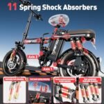 Z1 Electric Bike for Adults, 1000W Motor, 25MPH Max Speed, 14” Tires for Adult Electric Bicycles, 48V 20AH Removable Battery, 3 Speed, Full Suspension, Foldable City Commuter Ebike - Image 4