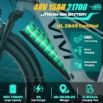 Vivi ACE01 Electric Bike for Adults, 26" x 4.0 Fat Tire Ebike, 1475W Peak Motor Torque Sensor Electric Mountain Bike, 25MPH Electric Bicycle with 48V 15AH Battery, 7 Speed, Hydraulic Brake, UL 2849 - Image 3