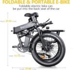 Electric Bike, Folding Electric Bike with 62 Miles Range, 48V Removable Battery, 20 Inches Fat Tire for Beach Cruiser City Commute Mountain - Image 7