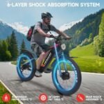 2000W Electric Bicycle for Adults- Moped Style Ebike with 1144WH Battery Pack up to 50 Miles 37MPH, 26" Fat Tire, 7-Speed, 6-Layer Suspension - Image 2