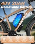 2000W Dual Motor Electric Bike, 48V 20Ah Removable Battery, 35MPH Ebike for Men Women, 21-Speed, 26" Fat Tires Electric Bicycle with Hydraulic Disc Brakes & Lockable Suspension - Image 3