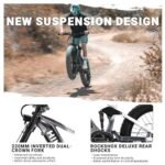 Himiway Cobra Pro 26"x4.8" Fat Tire Electric Bike 1000W, 80MI Long Range with Four-Bar Linkage Suspension, 400lb Payload, 25MPH, 10 Speed System - Image 4