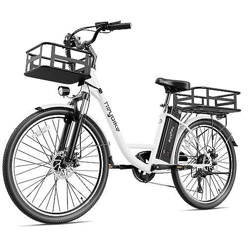 Version 1.0.0 Heybike Cityscape Electric Bike 350W(Peak 500W) Electric City Cruiser Bicycle Up to 40 Miles 23MPH Removable Battery, 7-Speed and Dual Shock Absorber, 26" Electric Commuter Bike for Adults - Image 1