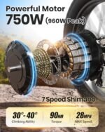 Electric Bike for Adults 960W, 48V 20AH Battery Adult Electric Bicycles, 26" Fat Tire Full Suspension Step-Thru Ebike, 28MPH Mountain Ebike, 7 Speed, 80Miles Range, UL Certified-Boxer ST - Image 5