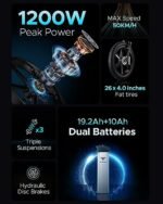 ENGWE X24/X26 1200W Electric Bike for Adults, 26" x 4.0 Fat Tire Folding Ebike with Single/Dual Removable Battery 48V 19.2AH/+10AH up to 62/94Miles & 31MPH - Image 2