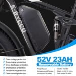 E·Bycco Dual 1000W Motors 2000W Electric Bike for Adults, 37MPH 52V 23Ah Battery Electric Bicycle, Full Suspension 26"*4.0 Fat Tire Hydraulic Disc Brake Ebike, Beach Off-Road Mountain E-Bike for Men - Image 3