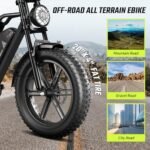 Electric Bike for Adults 1300w, Mountain Electric Bike,Motorbike,Fat Tire Ebike 20x4 in, Classic Off-Road Ebike,65Miles Range,28MPH,48V 15AH Removable Battery, 90N.m,7 Speed Gear Hydraulic Brake - Image 5
