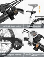 Jasion Roamer ST Electric Bike for Adults, 1200W Peak Motor Max 62miles & 28MPH City Cruiser Ebike,26'' Commuter Ebike, 528WH Removable Battery,7-Speed Electric Bicycles, Front Suspension Bicycles - Image 5