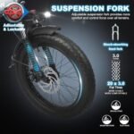 32Ah Electric Bike Long Range 28MPH Folding Electric Bike for Adults Men Women 20" Fat Tire Mountain Foldable Ebike City Urban Commuting Bicycles with 2 Seat - Image 5