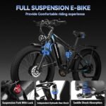 Electric Bike for Adults, Dual Motor 3000W（Peak） 52V23AH Electric Bicycle with 26"X4"Fat Tire, Up to 37MPH 87 Miles Range, Full Suspension Hydraulic Disc Brake E-Bike for Men Women - Image 4