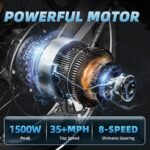 1500W Peak Electric Bike for Adults, 48V 25AH Removable Battery, 30+MPH, 80-100Miles Long Range Foldable Electric Bike, 20"x4.0" Fat Tire, 8 Speed Magnesium Alloy All Terrain Ebike - Image 2