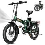Foldable Electric Bike for Adults, 30+MPH, 48V 20Ah Removable Lithium Battery up to 80Miles, 20" Fat Tire 1000W Peak Dirt Ebike Adult Electric Bicycle for City Commute Beach Mountain E Bike