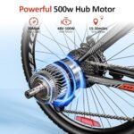 E-TOTEM 27.5" Electric Bicycle for Adults with 21-Speed Gear and Mechanical Disc Brakes, E-Bike with 48V 10.4Ah Removable Battery Up to 40 Miles of Range, Electric Bike with Suspension Fork - Image 4