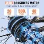 Electric Bike for Adults 500w Motor with Disk Brakes,20mph Mountain Ebike 27”,48v 10.4ah Removable Battery,LCD Display,Bicycle 21 Speed Gears Ul 2849 Certified - Image 5