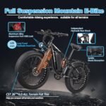 E·Bycco Dual 1000W Motors 2000W Electric Bike for Adults, 37MPH 52V 23Ah Battery Electric Bicycle, Full Suspension 26"*4.0 Fat Tire Hydraulic Disc Brake Ebike, Beach Off-Road Mountain E-Bike for Men - Image 4