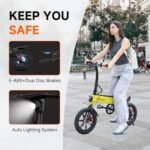 SISIGAD Folding Electric Bike, 350W Motor, 36V 7.8AH Battery, 16 Miles Range, Front & Rear Disc Brakes, 18 MPH Max Speed, Lightweight eBike with Display for Adults - Image 6