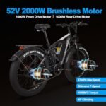 E·Bycco Dual 1000W Motors 2000W Electric Bike for Adults, 37MPH 52V 23Ah Battery Electric Bicycle, Full Suspension 26"*4.0 Fat Tire Hydraulic Disc Brake Ebike, Beach Off-Road Mountain E-Bike for Men - Image 2