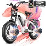 eAhora Luna II Peak 1500W Dual Motor Electric Bike for Adults, 7-Speed 33MPH 48V 20Ah E Bike, 20 * 4.0 Puncture Proof Fat Tires Hydraulic Brake Full Suspension Electric Bike, with UBS Wharging Port