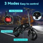 Folding Electric Bike for Adults, 500W Peak Motor, 14" Adults Electric Bicycles, 280.8Wh Battery, 25 Miles PAS Range, Mini E Bike for Adults and Teens, Ebike UL 2849 Certified, 3 Levels Assist - Image 4