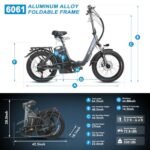 32Ah Electric Bike Long Range 28MPH Folding Electric Bike for Adults Men Women 20" Fat Tire Mountain Foldable Ebike City Urban Commuting Bicycles with 2 Seat - Image 6