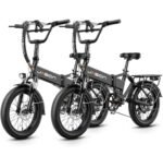 Jasion EB7 2.0 Electric Bike for Adults, 1200W Peak Motor 28MPH Max Speed Folding Ebike, 48V 10AH Removable Battery, 20" Fat Tire with Dual Suspension, 7-Speed Electric Bicycles, UL Certifiled