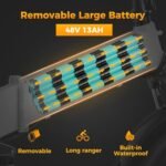 Jasion X-Hunter Electric Bike for Adults,1400W Peak Motor 30MPH Max Speed 48V 13AH Removable Battery, Full Suspension System Design,20''*4.0 Fat Tire Foldable Ebike,7-Speed Bicycles.White+White - Image 3