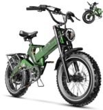 1500W Peak Electric Bike for Adults, 48V 25AH Removable Battery, 30+MPH, 80-100Miles Long Range Foldable Electric Bike, 20"x4.0" Fat Tire, 8 Speed Magnesium Alloy All Terrain Ebike