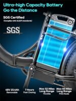 Foldable Electric Bike 1500W Peak Power Ebikes, 48V 23.4Ah Removable Battery, Up to 85 Mile Long Range Electric Bike 28MPH 3A Fast Charger 7-Speed Commuting Folding Ebike for Men Women - Image 2