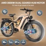 PHILODO Electric Bike for Adults, Dual Motor Fat Tire Ebike 2 * 1000W Dual Battery Electric Bicycles 48V 46AH with Full Suspension Hydraulic Disc Brakes 35MPH - Image 4