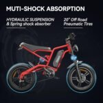 LET IT GO B6 Electric Bike for Adults, 20" Off Road All Terrains E Bike Electric Mountain Bike, Electirc Bicyle 1200W 48V 15.6AH, 37 MPH & 35Miles - Image 6