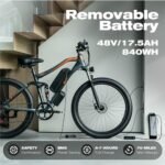 27.5" Electric Bike for Adults, Peak 1000W 32Mph Electric Mountain Bike with 17.5Ah 48V Battery, 70 Miles Electric Bicycle with 7 Speed Gears, Full Suspension System Ebike for Commuter - Image 3