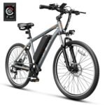 Jasion Electric Bike for Adults -750 W Peak Motor, 480 WH Removable Battery Bicycle with Twist Throttle, Dual Disc Brake, 7-Speed Ebike, Max 20 MPH, 5 PAS Levels, Front Suspension 27.5 Inch Tires