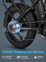 Electric Bike for Adults, 20.8Ah Removable Battery, Folding E-Bike with 750W Motor, 75+Miles Long Range, 4-6Hours Fast Charging, 7 Speed 20 x 4.0 Fat Tire Electric Horn, Class 2 Ebike - Image 3