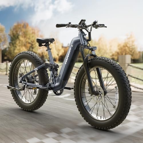 Version 1.0.0 Electric Bike for Adults 960W, 48V 20AH Battery Electric Bicycles, 26" x 4" Fat Tire Full Suspension Step-Thru Ebike, 28MPH Electric Mountain Bike, 7 Speed, 80Miles Range-Boxer ST - Image 1