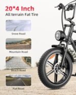 V9-G60 Peak 1500W Ebike, 48V 20Ah(960WH) Removable Battery, 72Miles &32MPH,20" Fat Tire Dirt Bike,7 Speed Gears,Dual Shock Absorber, Adults Electric Bike for Mountains, Snow, Sand, Road - Image 5