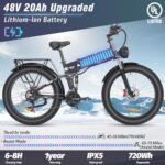 Folding Electric Bike for Adults - 1000/2000W, 30/37MPH Ebike with 48V 15/20AH - 20"/26" 50/75 Miles - 7-Speed Gears - Beach Mountain Snow Electric Bicycle UL Certified - Image 3