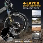 Folding Electric Bike for Adults,1500W Motor(Peak 2000W),35MPH 100Mile,48V 25Ah Battery,20" x 4.0 Fat Tire Foldable Electric Bicycle,Electric Mountain E-Bike,Hydraulic Disc Brake E-Bike - Image 5