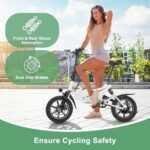 Winado 14" Electric Bike for Adults, Folding Electric Bicycle 350W Motor with Pedal, Dual Shock Absorber, Dual Disc Brakes, Max Range 20Miles, Foldable Commuter City Ebike for Adults/Teens, White - Image 4